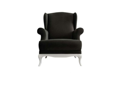 Sessel Einsitzer Stoff Wohnzimmer Klassische Schwarz Polster Sitzer